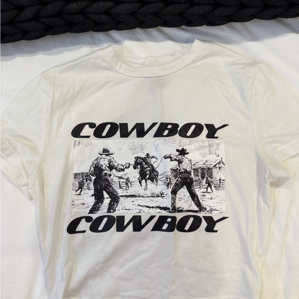 SHEIN “Cowboys” Classic White Tee
